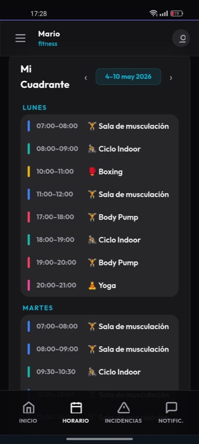 Mi cuadrante semanal